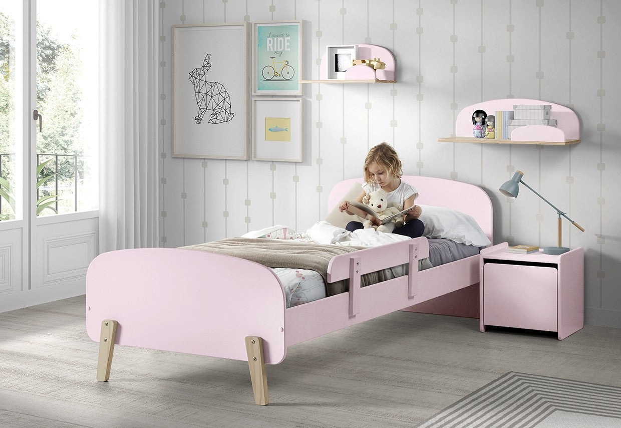 Ensemble de meubles de chambre à coucher et chambre à coucher MDF, pour enfants 5 pièces rose gamin, 200 x 90 cm