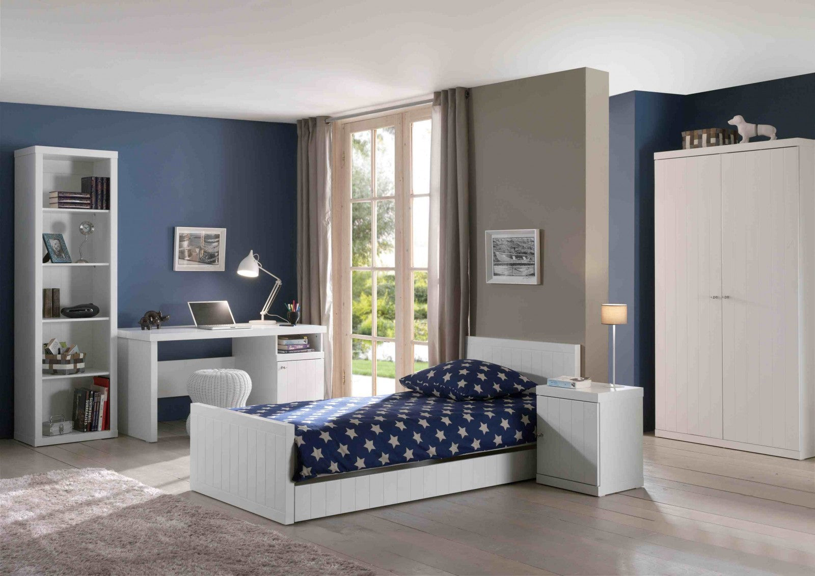 Ensemble de meubles de chambre à coucher et MDF, pour les enfants 6 pièces Robin White, 200 x 90 cm