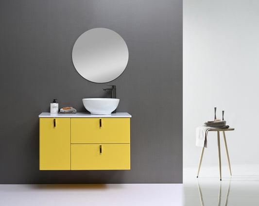 Ensemble de meubles de salle de bain, Colorfull, Jaune, 90 cm, 3 pièces