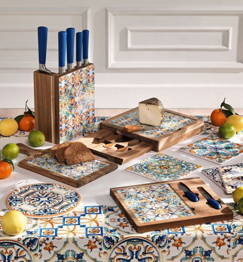 Set de 5 couteaux inox avec support, Medicea Multicolor