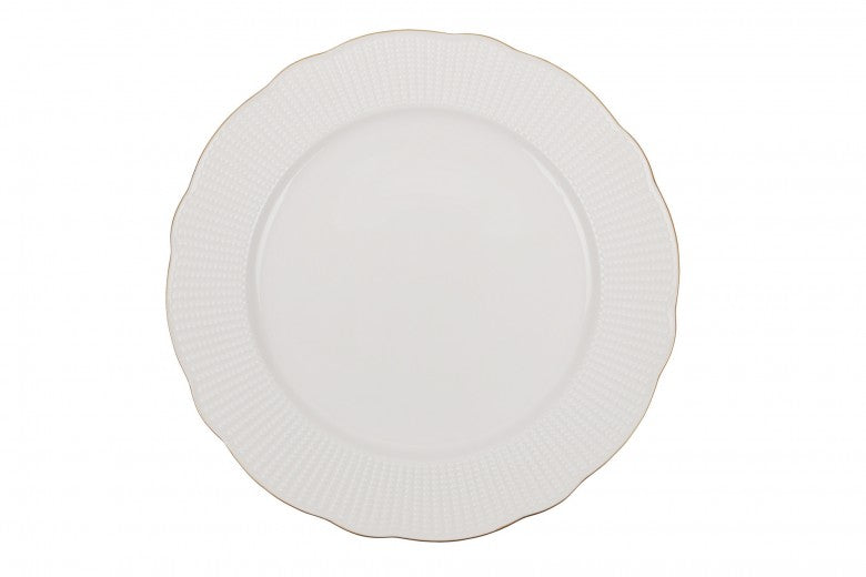 Service de vaisselle en porcelaine, Blanc / Or Bainy Dinner, 24 pièces