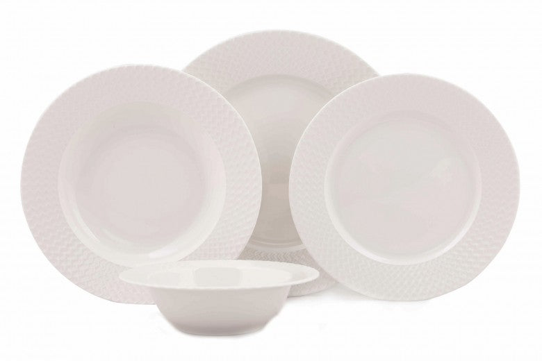 Service de vaisselle en porcelaine, Berna Dinner Blanc, 24 pièces