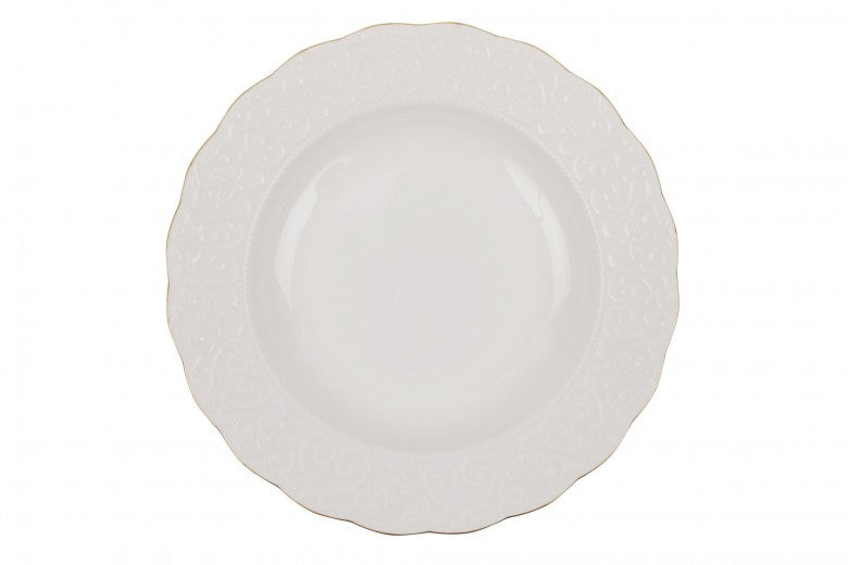 Service de vaisselle en porcelaine, Berni Dinner Blanc / Or, 24 pièces