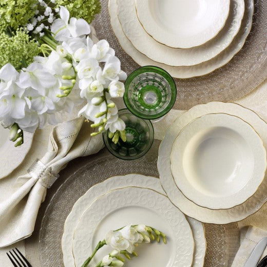 Service de vaisselle en porcelaine, Berni Dinner Blanc / Or, 24 pièces