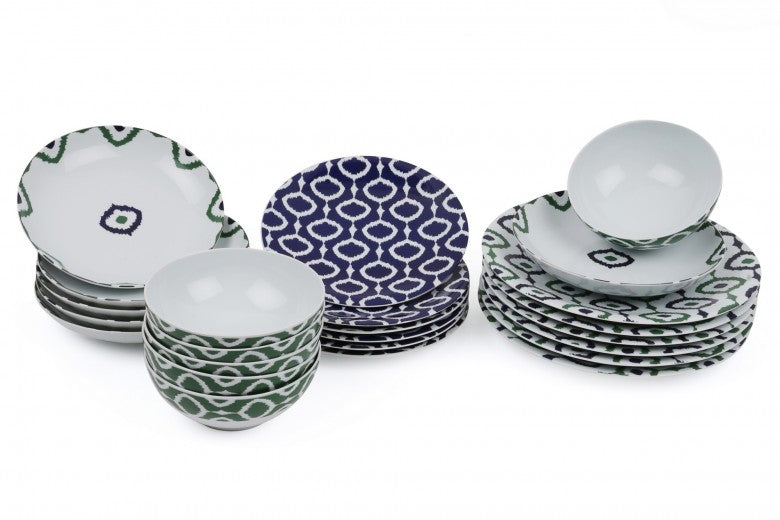 Service de vaisselle en porcelaine, Fine Dinner Multicolor, 24 pièces