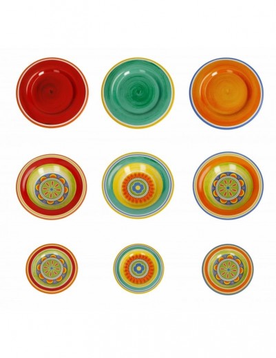 Service de vaisselle en porcelaine, Mediterranea Multicolor, 18 pièces