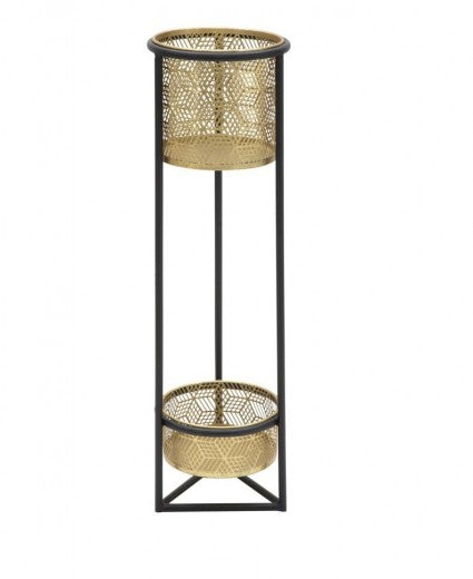 Pot en métal Flower Double Doré, Ø23xH80 cm