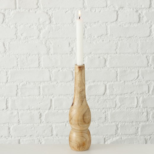 Bougeoir en bois naturel Noria, Ø8xH29 cm