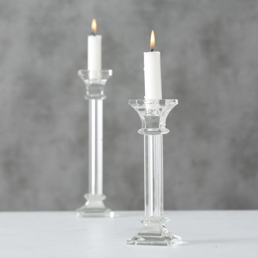 Bougeoir en verre transparent Apollo, L6xl6xH20 cm