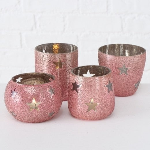 Bougeoir en verre Windlight Juno Rose, Modèles Assortis, Ø8xH9 cm