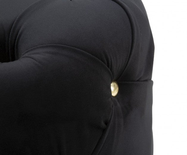 Tabouret rembourré en tissu, avec pieds en métal Diamond Noir / Doré, Ø45xH40 cm