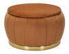 Tabouret rembourré en tissu, avec espace de rangement Paris Big Brick / Doré, Ø72xH43 cm