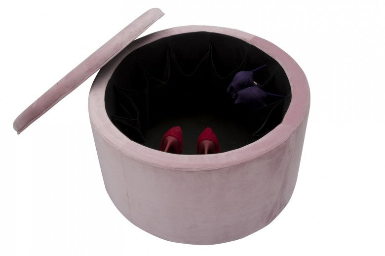 Tabouret rembourré en tissu, avec espace de rangement Scarpe Roz, Ø71xH41 cm