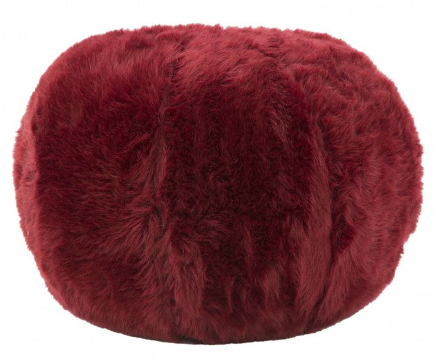 Tabouret rembourré en tissu Peluche Bordeaux, Ø50xH30 cm
