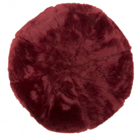 Tabouret rembourré en tissu Peluche Bordeaux, Ø50xH30 cm