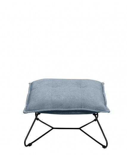 Tabouret rembourré avec pieds en tissu et métal, Victorio Bleu, l69xA80xH42 cm