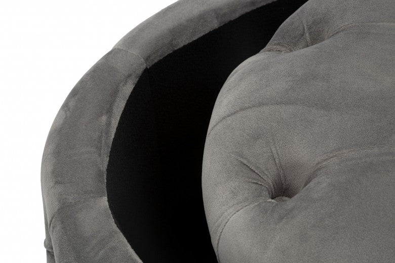 Tabouret rembourré avec tissu et espace de rangement Rich Velvet Gris, Ø55xH42 cm