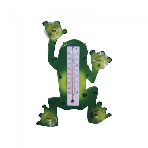 Thermomètre d'extérieur à ventouses, plastique, Grenouille verte, L17,6xl3,5xH23,8 cm