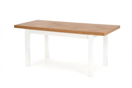 Table extensible en MDF et bois de hêtre Tiago Lancelot Chêne / Blanc, L140-220xl80xH76 cm