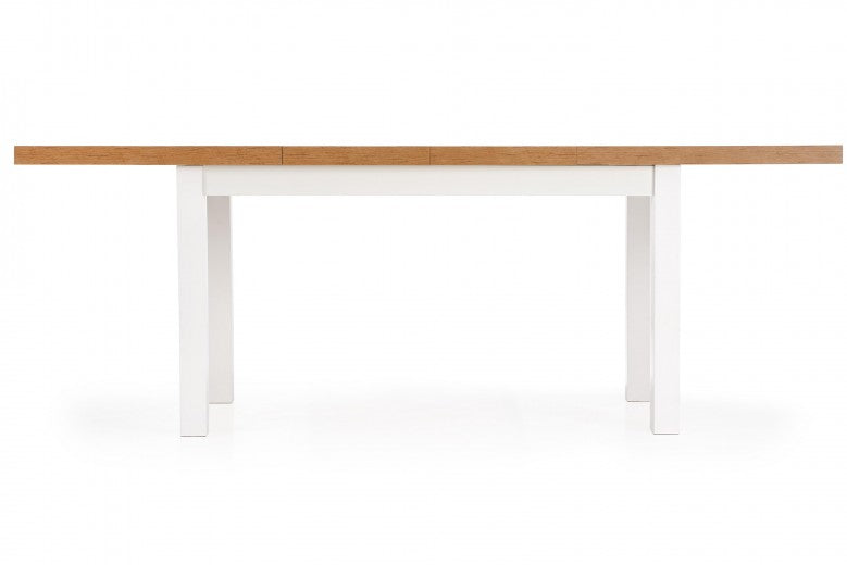 Table extensible en MDF et bois de hêtre Tiago Lancelot Chêne / Blanc, L140-220xl80xH76 cm