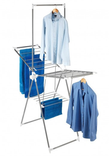 Sèche-linge pliable avec cintres, cadre en métal, Profi Extra Chrome, 13,5 m