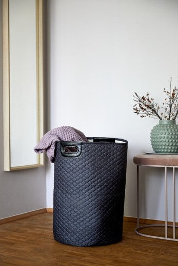 Panier à linge avec poignées Wabo Gris, Ø40xH60 cm