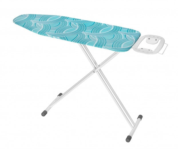 Planche à repasser avec housse en coton et cadre en métal, Advance Turquoise / Blanc, L120xl42xH73-95 cm