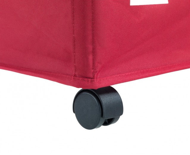 Panier à linge avec couvercle 3 compartiments et roulettes, Trivo Rouge, l56xA35xH60 cm
