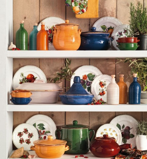 Vase avec couvercle en céramique, Le Primizie Jaune / Brique, Ø16,5 cm