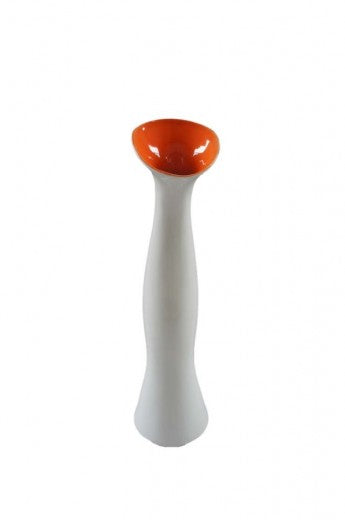 Vase décoratif en céramique Slim Blanc / Orange, Ø13,8xH54 cm