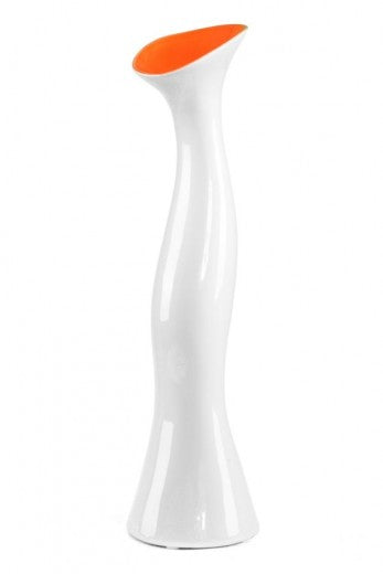 Vase décoratif en céramique Slim Blanc / Orange, Ø13,8xH54 cm
