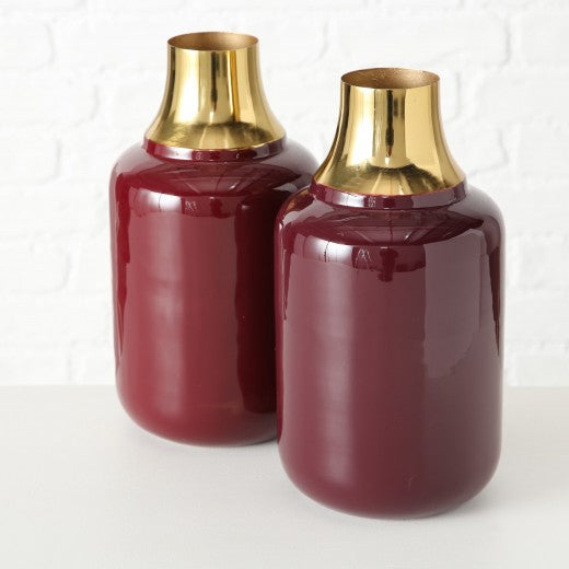 Vase décoratif en métal Asani Rouge foncé / Or, Modèles assortis, Ø15xH28 cm