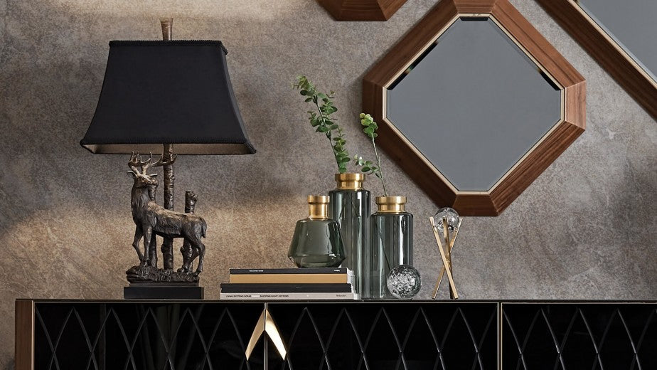 Vase décoratif en verre Logan Medium Vert / Doré, Ø10xH24 cm