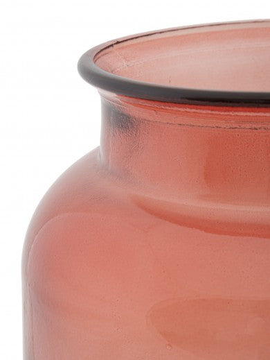 Vase décoratif en verre Flores Round Rouge, Ø20xH25 cm