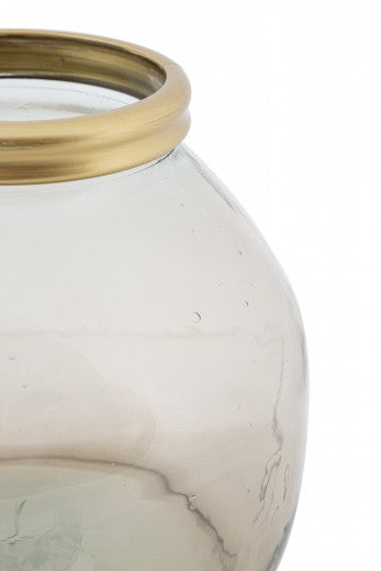 Vase décoratif Roto Round Medium Fumuriu en verre recyclé, Ø21xH20 cm