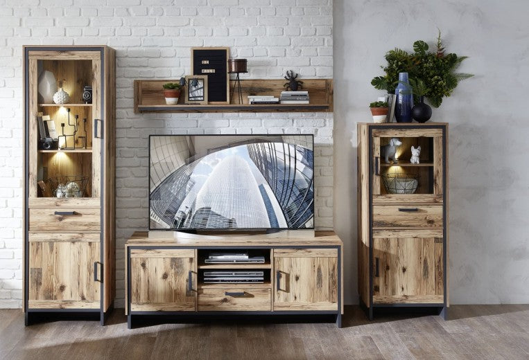 Pato Petite étagère palette suspendue Naturel / Graphite, l155xA22xH26 cm