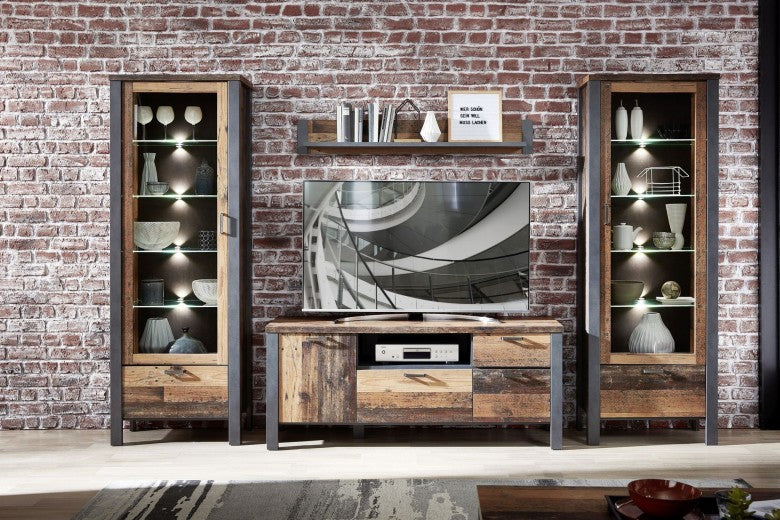 Etagère palette suspendue Chelsea Naturel / Graphite, l133xA22xH20 cm