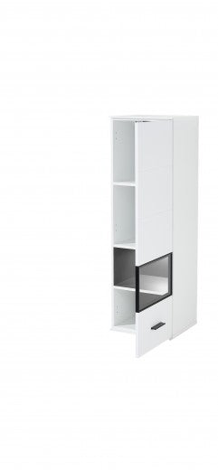Vitrine suspendue en bois et MDF avec 1 porte, Madeline Blanc / Graphite, l40xA36xH125 cm