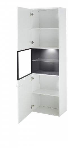 Vitrine en bois et MDF 1 porte, Madeline Blanc / Graphite, l60xA36xH199 cm
