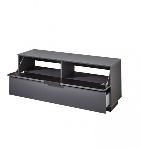 Commode 1 tiroir et 1 porte en aggloméré et MDF, Madeline Grafit, l140xA44xH61 cm