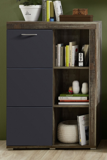 Meuble aggloméré et MDF, avec 1 porte Krone Graphite / Natur, l87xA38xH125 cm