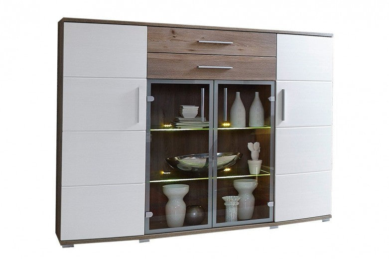 Ensemble de meubles de salon en aggloméré et MDF, 6 pièces Jenise II Blanc / Chêne