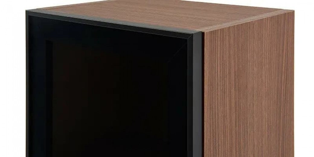 Vitrine suspendue en bois avec 1 porte Louisa Noyer / Noir, l33,6xL27,5xH90,5 cm